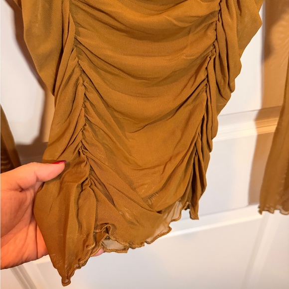 Hem & Thread Tan Ruched Blouse - Picture 4 of 5